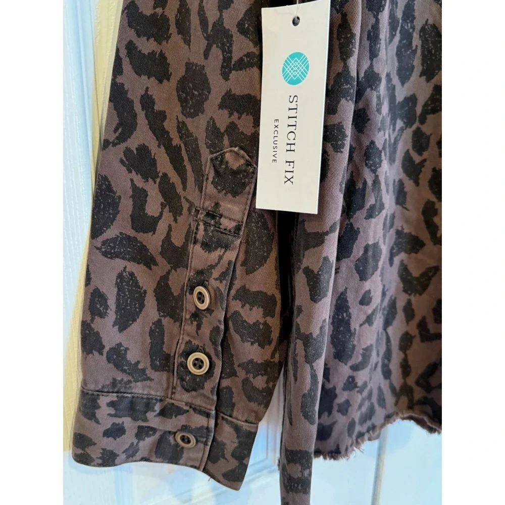 Pistola Jagged Leopard Print Utility Military Jacket Women's Size Medium - Picture 8 of 10